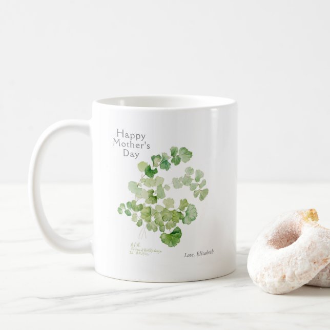 Mug Aquarelle botanique de la fête des mères (Avec donut)