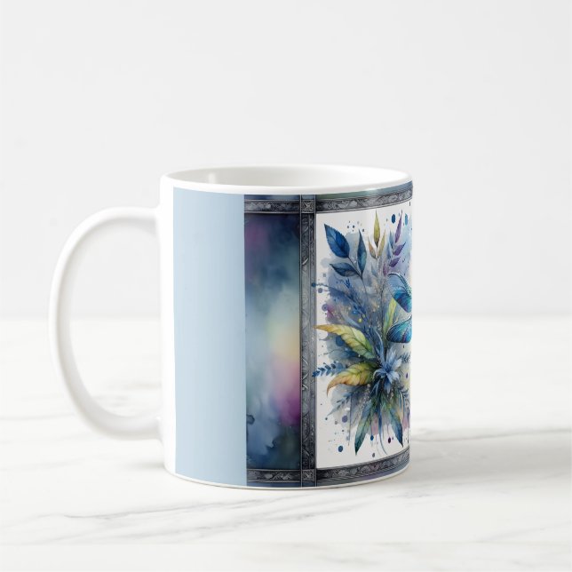 Mug Aquarelle botanique du papillon bleu (Gauche)