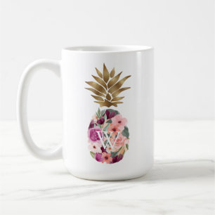 Mug Aquarelle botanique fleurie chic Ananas doré