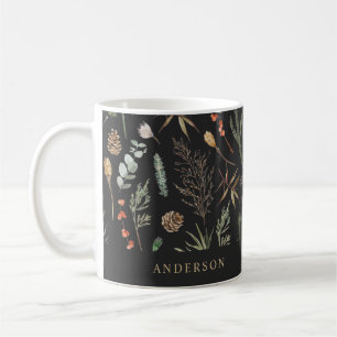 Mug Aquarelle botanique floral moody noir moderne