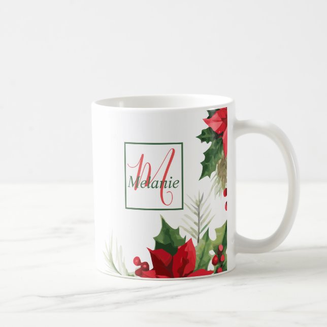 Mug Aquarelle botanique moderne Monogrammes Vacances (Droite)