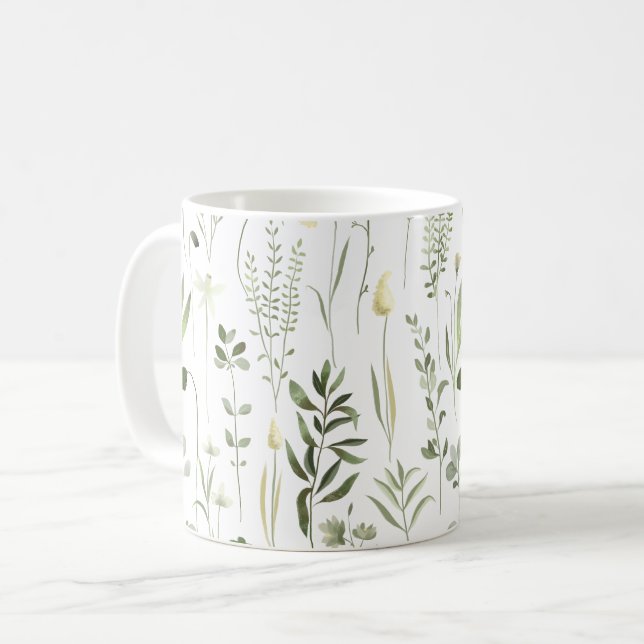 Mug Aquarelle Botanique Motif de verdure (Devant gauche)
