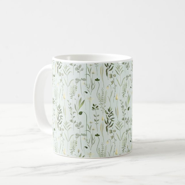 Mug Aquarelle Botanique Motif de verdure (Devant gauche)