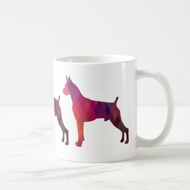 Mug Aquarelle Boxe Chien Motif géométrique Silhouette (Droite)