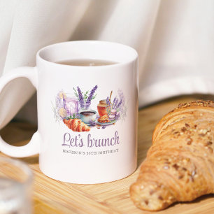 Mug Aquarelle Brunch Anniversaire Personnalisé