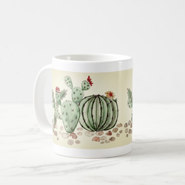 Mug aquarelle, cactus (Devant gauche)