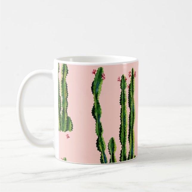 Mug Aquarelle Cactus : Blossoming Seamless Motif (Gauche)