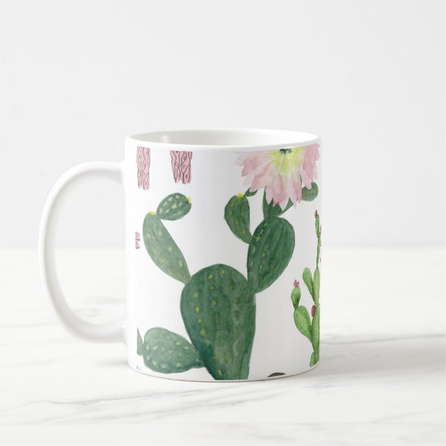 Mug Aquarelle Cactus Motif de peinture transparente (Gauche)