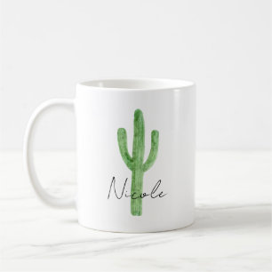 Mug Aquarelle Cactus Nom personnalisé