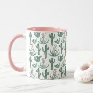 Mug Aquarelle Cactus & Succulents Motif du désert rose