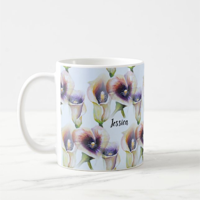 Mug Aquarelle Calla Lys dans les couleurs dégradées (Gauche)