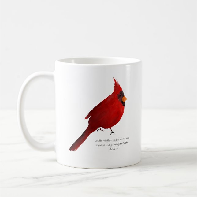 Mug Aquarelle cardinal rouge foncé saturé profond Math (Gauche)
