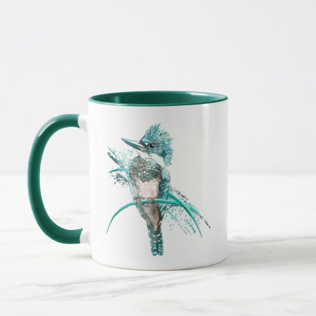 Mug Aquarelle Ceinturée Kingfisher Bird Animal Café (Gauche)