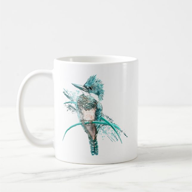 Mug Aquarelle ceinturée martin-pêcheur animal (Gauche)