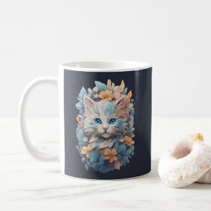 Mug Aquarelle Chat Floral Mignon Splash