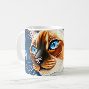 Mug Aquarelle Chat siamois à la découverte d'une nuit