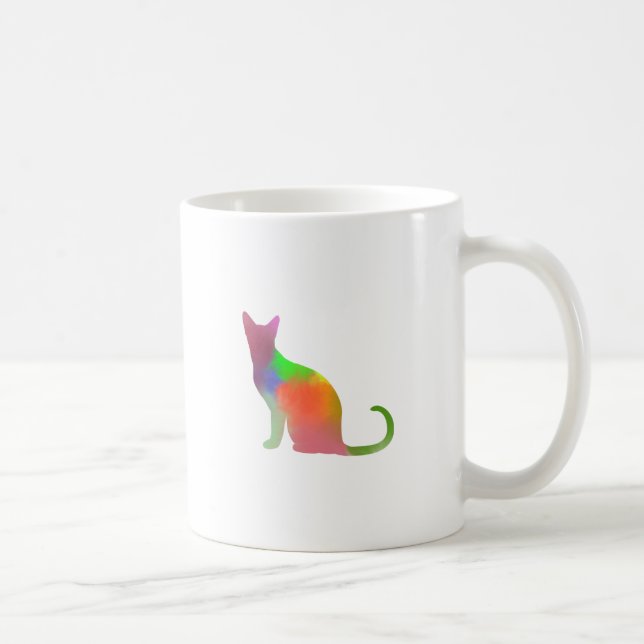 Mug Aquarelle Chat Silhouette (Droite)