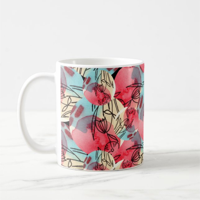 Mug Aquarelle chaude froide Florale géométrique (Gauche)