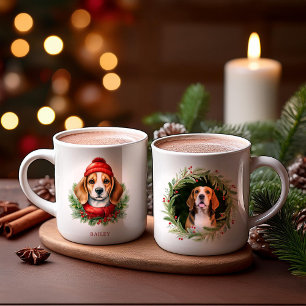 Mug Aquarelle Chien Beagle de Noël