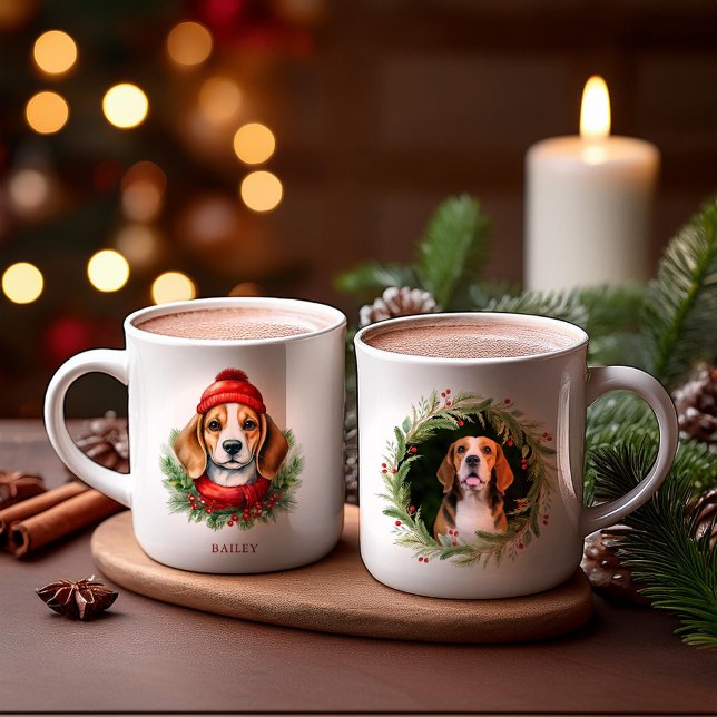 Mug Aquarelle Chien Beagle de Noël (Créateur téléchargé)