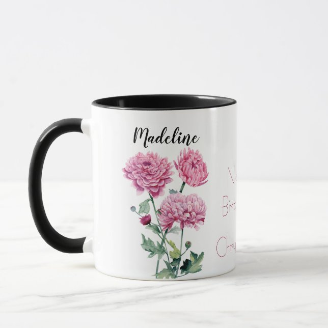 Mug Aquarelle Chrysanthèmes Novembre Fleur de naissanc (Gauche)