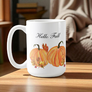 Mug Aquarelle Citrouille automne Feuilles automnales