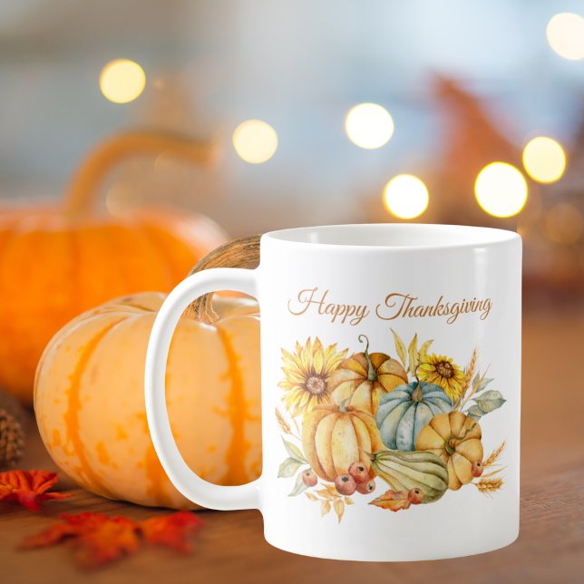 Mug Aquarelle Citrouille bon thanksgiving (Créateur téléchargé)