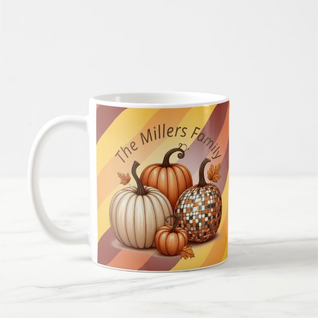 Mug Aquarelle Citrouille mignonne motif personnalisé (Gauche)