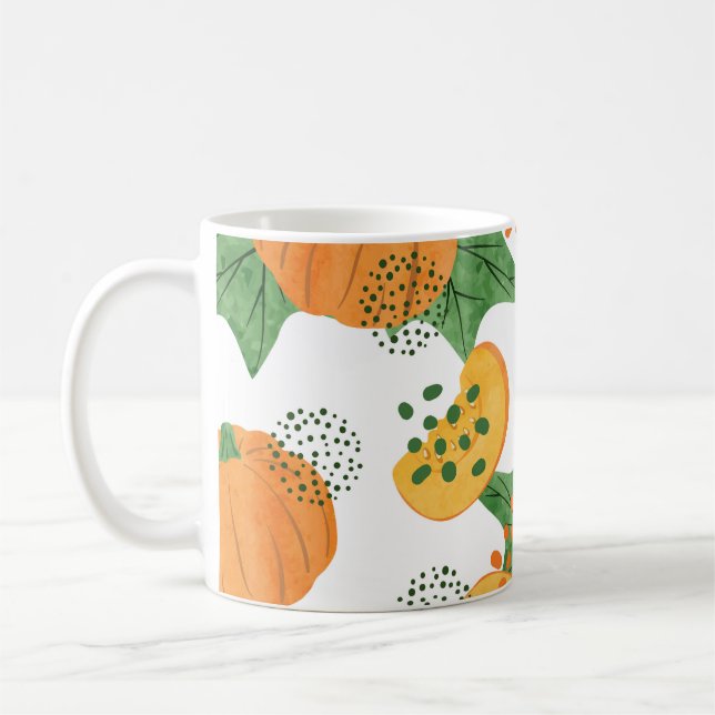 Mug Aquarelle Citrouille Végétal : Orange sans fil (Gauche)