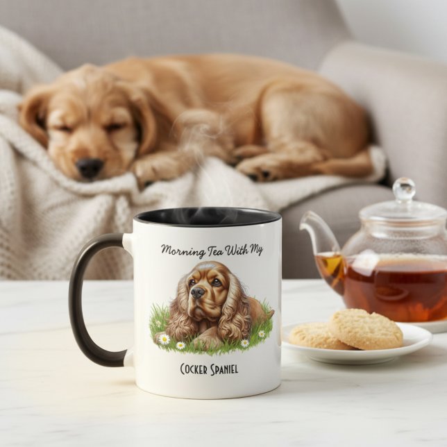 Mug Aquarelle Cocker Spaniel Personnalisé (Créateur téléchargé)