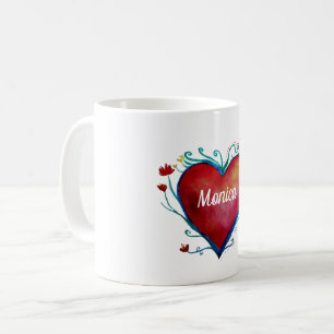 Mug Aquarelle Coeur Nom personnalisé