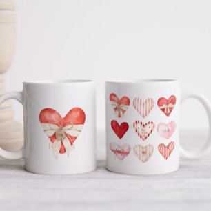 Mug Aquarelle Coeurs rouge et rose