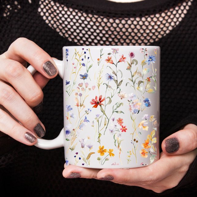 Mug Aquarelle colorée fleur sauvage (Créateur téléchargé)