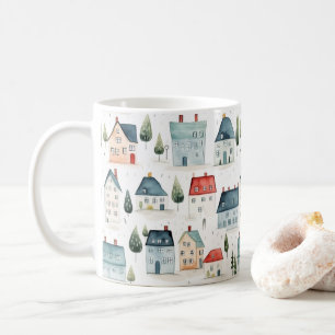 Mug Aquarelle colorée Maisons Ménage