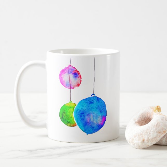 Mug Aquarelle colorée moderne fête de Noël (Avec donut)
