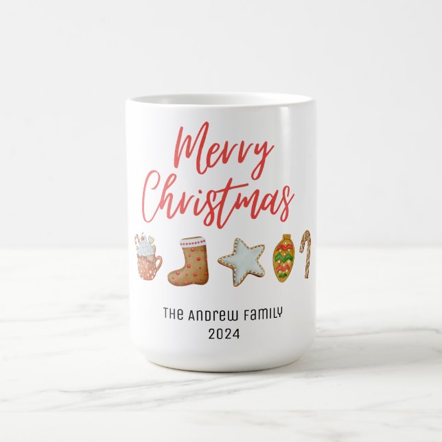 Mug Aquarelle cookie de Noël boissons bonbons (Centre)