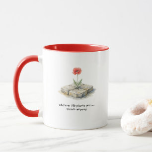 Mug Aquarelle Coquelicot Où que la vie vous plante