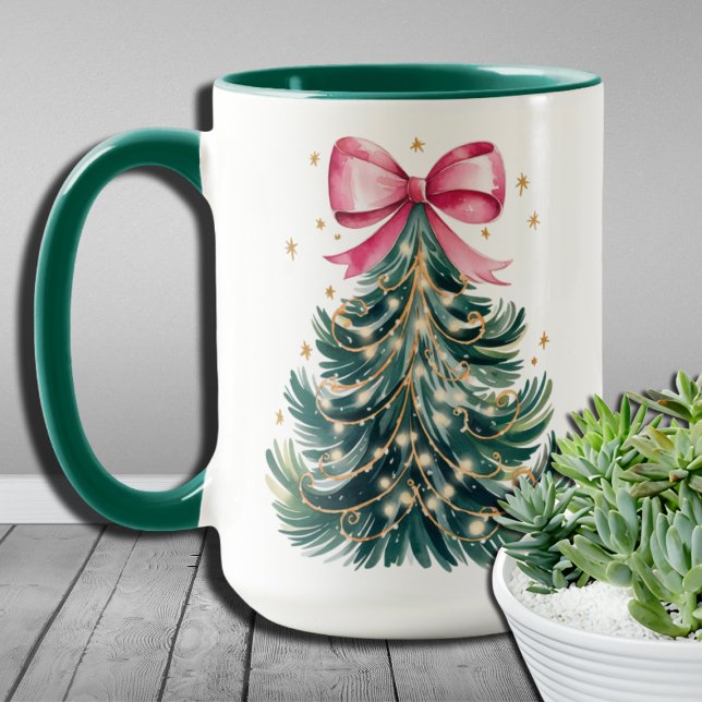 Mug Aquarelle Coquette Bow Parties scintillant Arbre d (Créateur téléchargé)