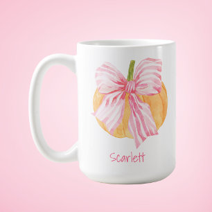 Mug Aquarelle Coquette Grandmillennial Bow Citrouille