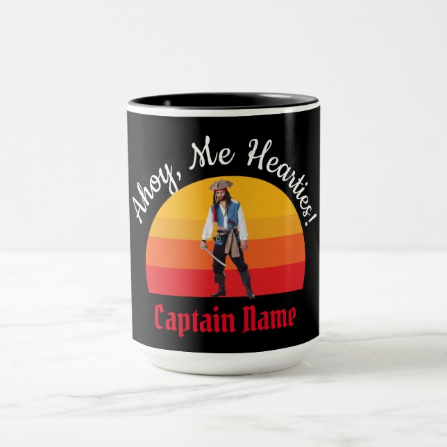 Mug Aquarelle coucher de soleil Pirate bleu (Centre)