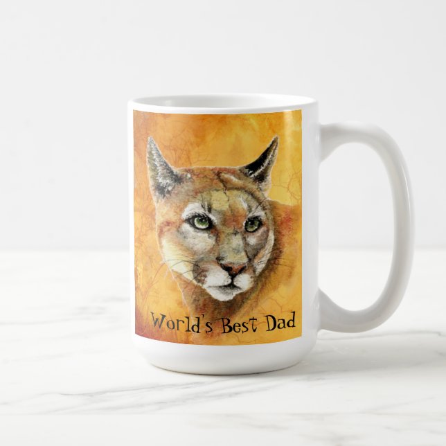 Mug Aquarelle Cougar Animal le meilleur papa du monde (Droite)