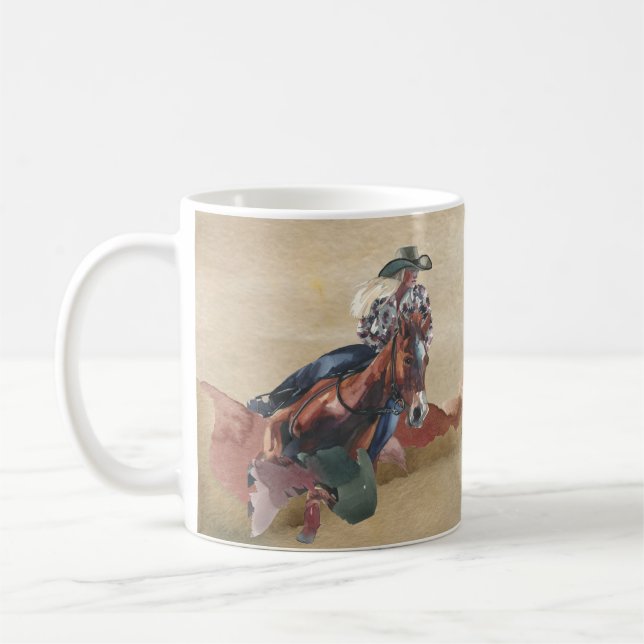 Mug Aquarelle cow-girl à cheval Décor Occidental (Gauche)
