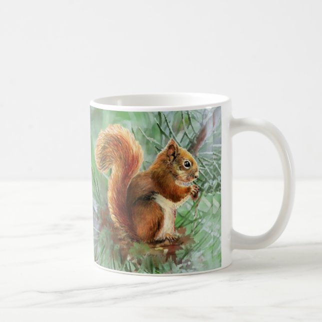 Mug Aquarelle Cute Écureuil Rouge Animal Nature Art (Droite)