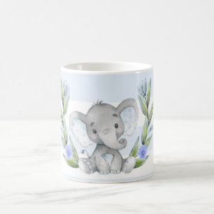 Mug Aquarelle Cute Elephant Vert