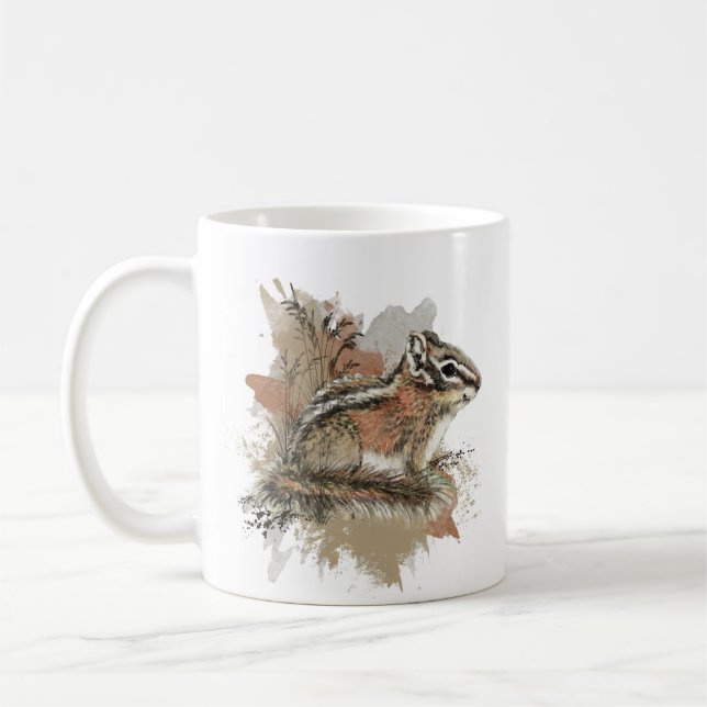 Mug Aquarelle Cute Little Chipmunk Animal Wildlife (Gauche)