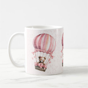 Mug Aquarelle Cute Rose Teddy Bear Hot Air Balloon