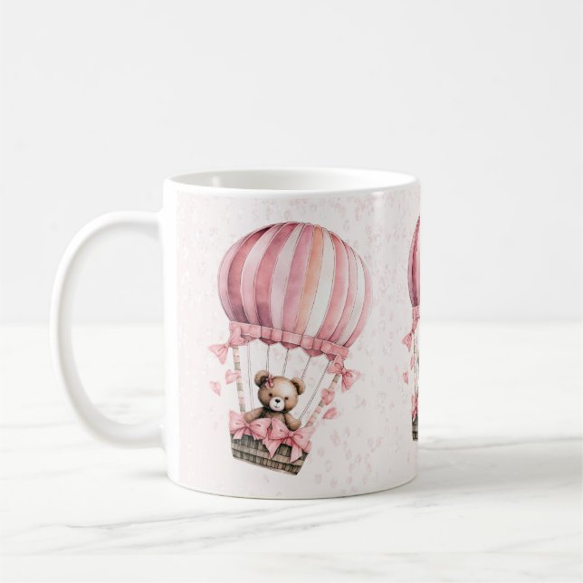 Mug Aquarelle Cute Rose Teddy Bear Hot Air Balloon (Gauche)