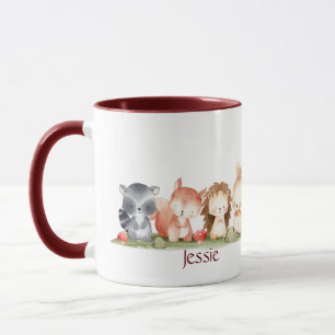 Mug Aquarelle Cute Woodland Animal Art Nom personnalis