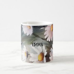 Mug Aquarelle Daisées Nom personnalisé