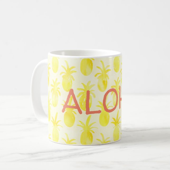 Mug Aquarelle d'ananas jaune (Devant gauche)